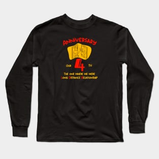 Our 4rd Anniversary Long Distance Relationship T-Shirt Long Sleeve T-Shirt